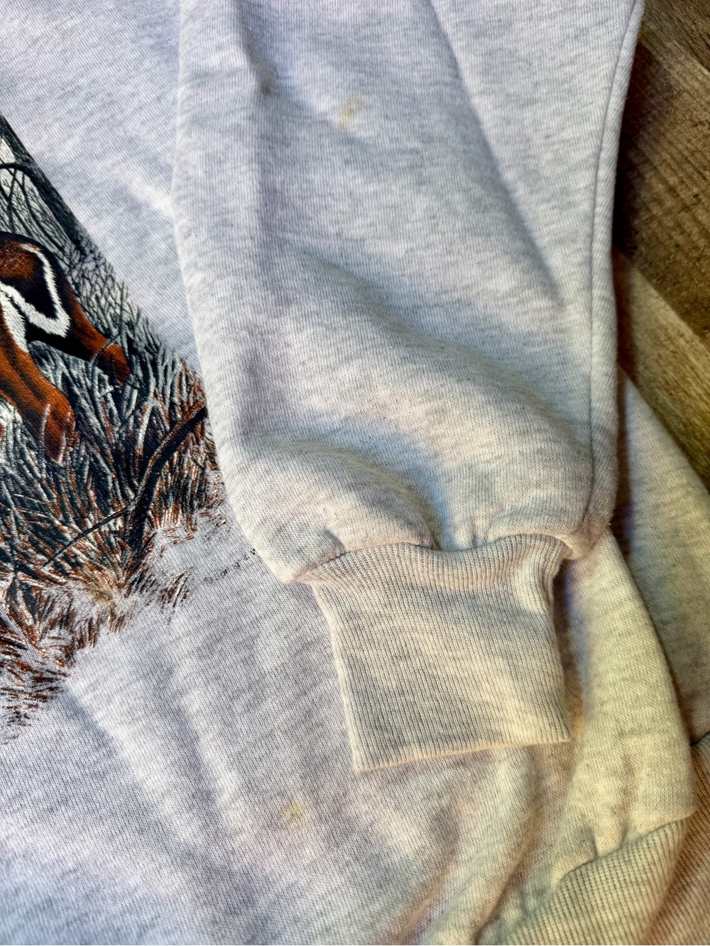 Vintage 90s Jerzees Deer Buck Nature Graphic Crewneck Sweatshirt Ash Grey - Picture 3 of 3